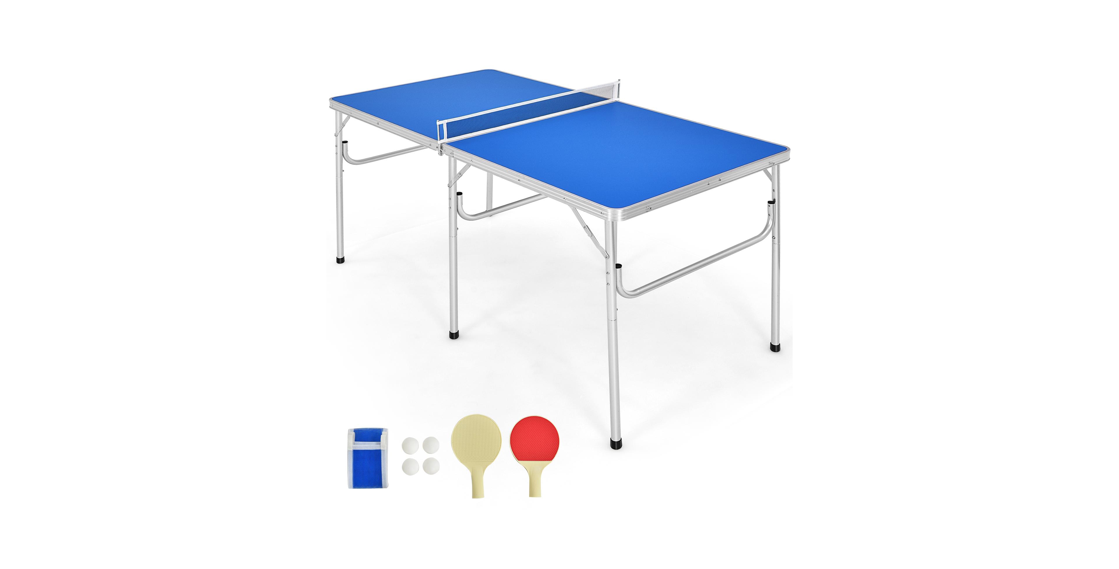 Vebreda 60 Inch Portable Tennis Ping Pong Folding Table with Accessories-Blue
