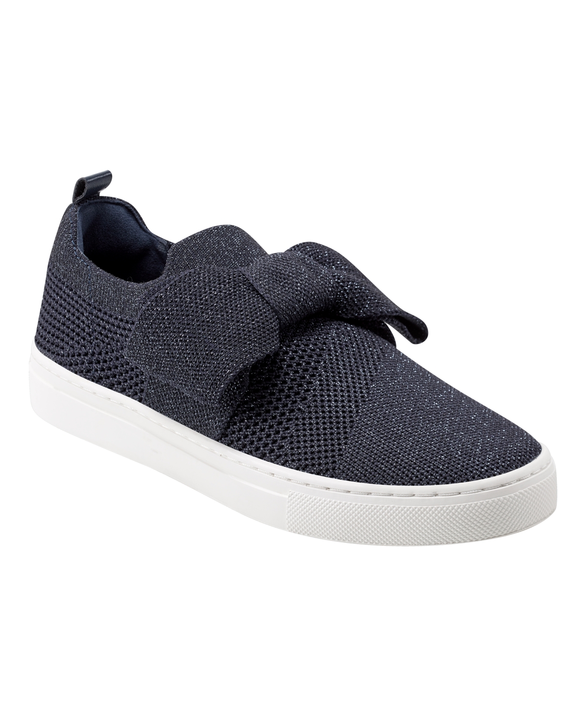 Shop Bandolino Women's Bryce Bow Knit Slip On Sneakers In Dark Blue