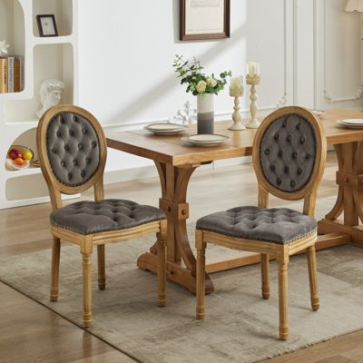Velvet Dining Chairs with Nailhead Trim (Set of 2)