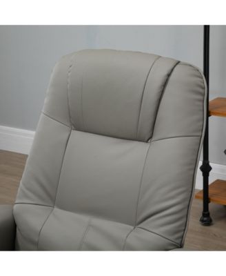 Faux Leather Manual Recliner with Swivel Wood Base Padded Armrest