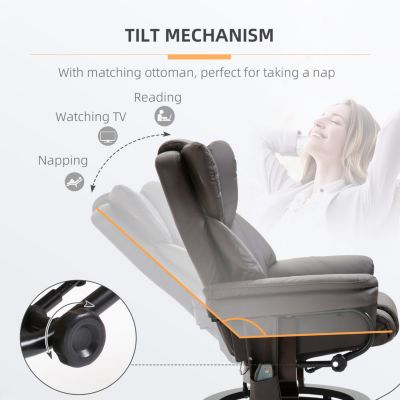 Massage Recliner Chair with Ottoman, 360 Swivel Recliner and Footstool