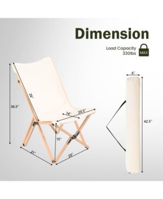 Set of 2 Bamboo Dorm Chair with Storage Pocket for Camping and Fishing-Beige