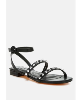 Flippity Studded Ankle Strap Flat Sandals