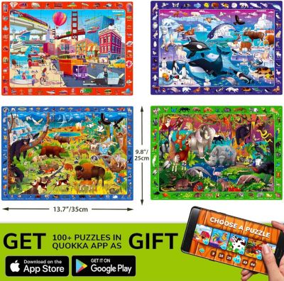 4 x 60 Pieces Puzzles for Kids Ages 4-6 -  Educational Search & Find Toy