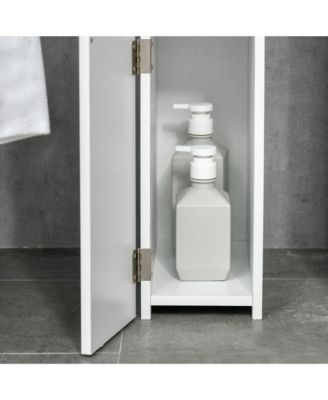 Tall Bathroom Storage Cabinet with Open Shelves and Doors