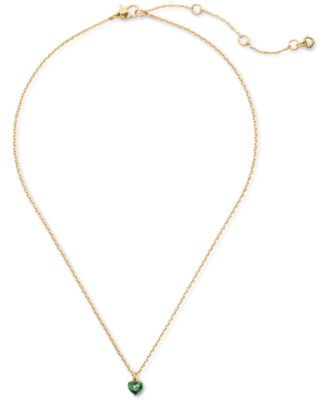 Gold-Tone Stone Heart Pendant Necklace, 16" + 3" extender