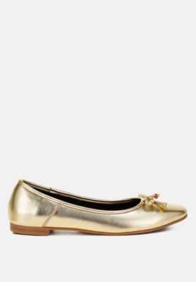 Womens Ipara Bow Detail Metallic Ballerinas
