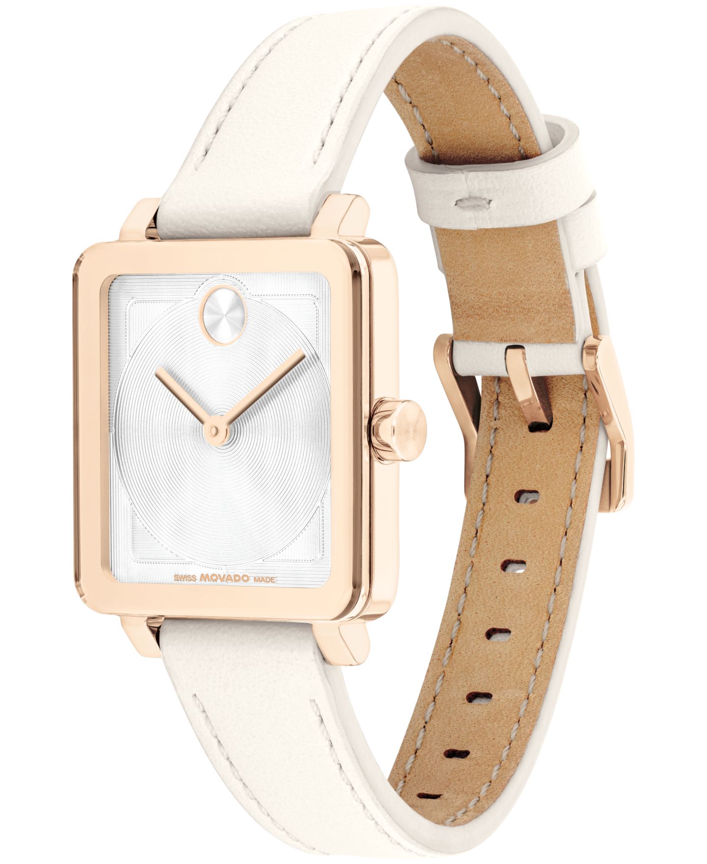Женские часы Movado Bold Evolution 2.0 Swiss Quartz White Leather Watch 26mm — фото 2