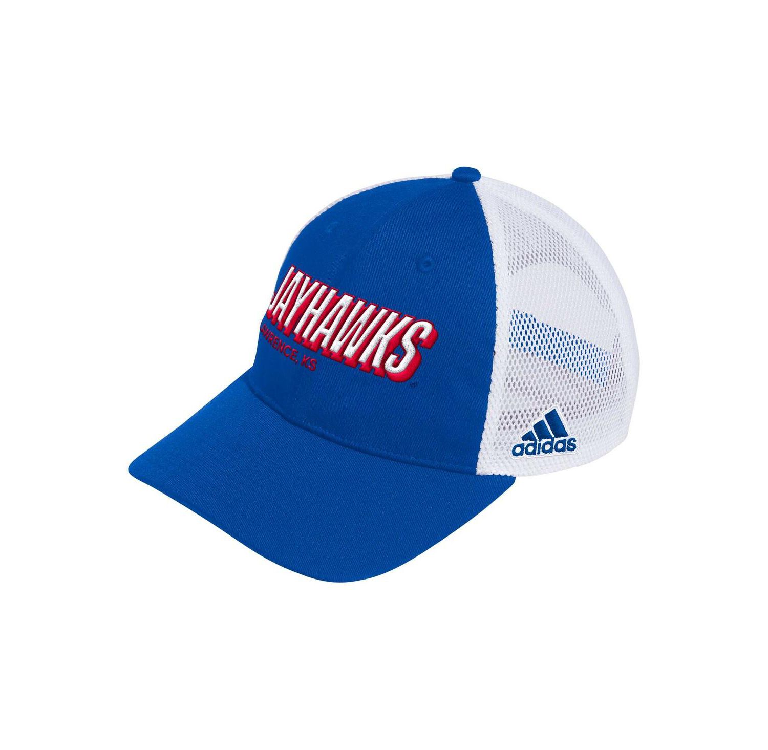 Men's Royal Kansas Jayhawks Mascot Block Letter Slouch Trucker Adjustable Hat