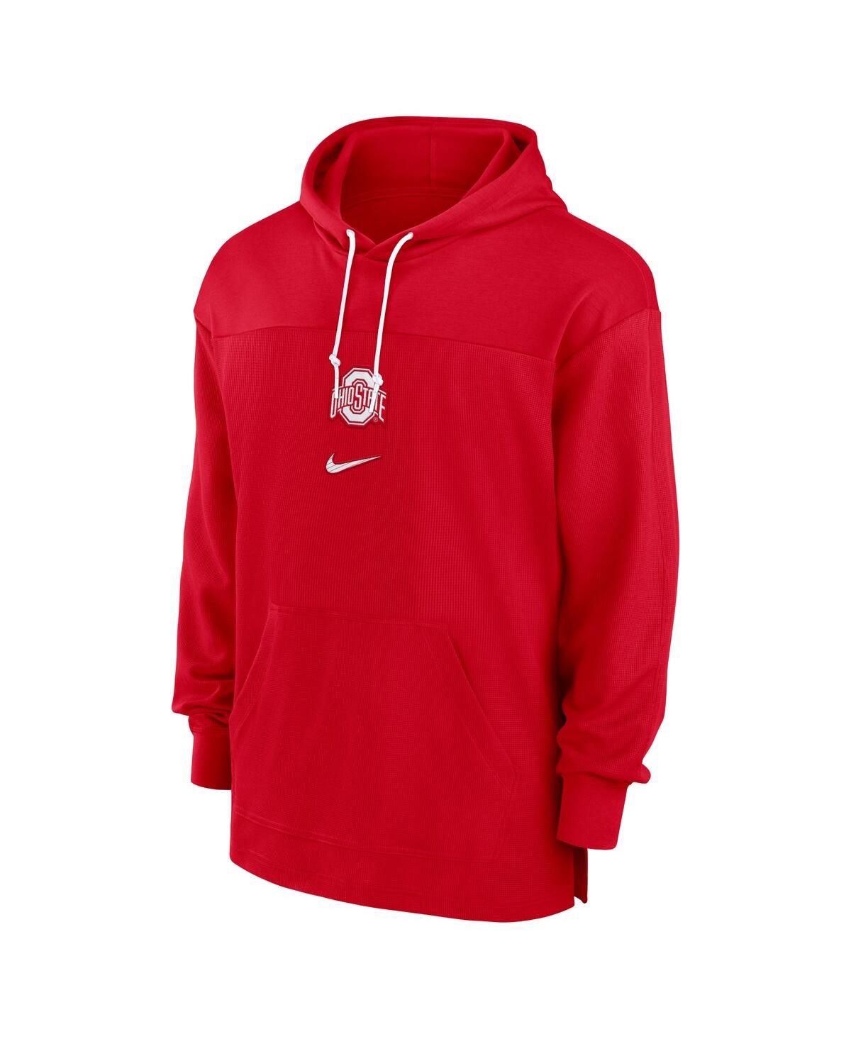 Nike Men'sOhio State Buckeyes 2024/25 Sideline Jersey Performance Pullover Hoodie - Scarlet, White