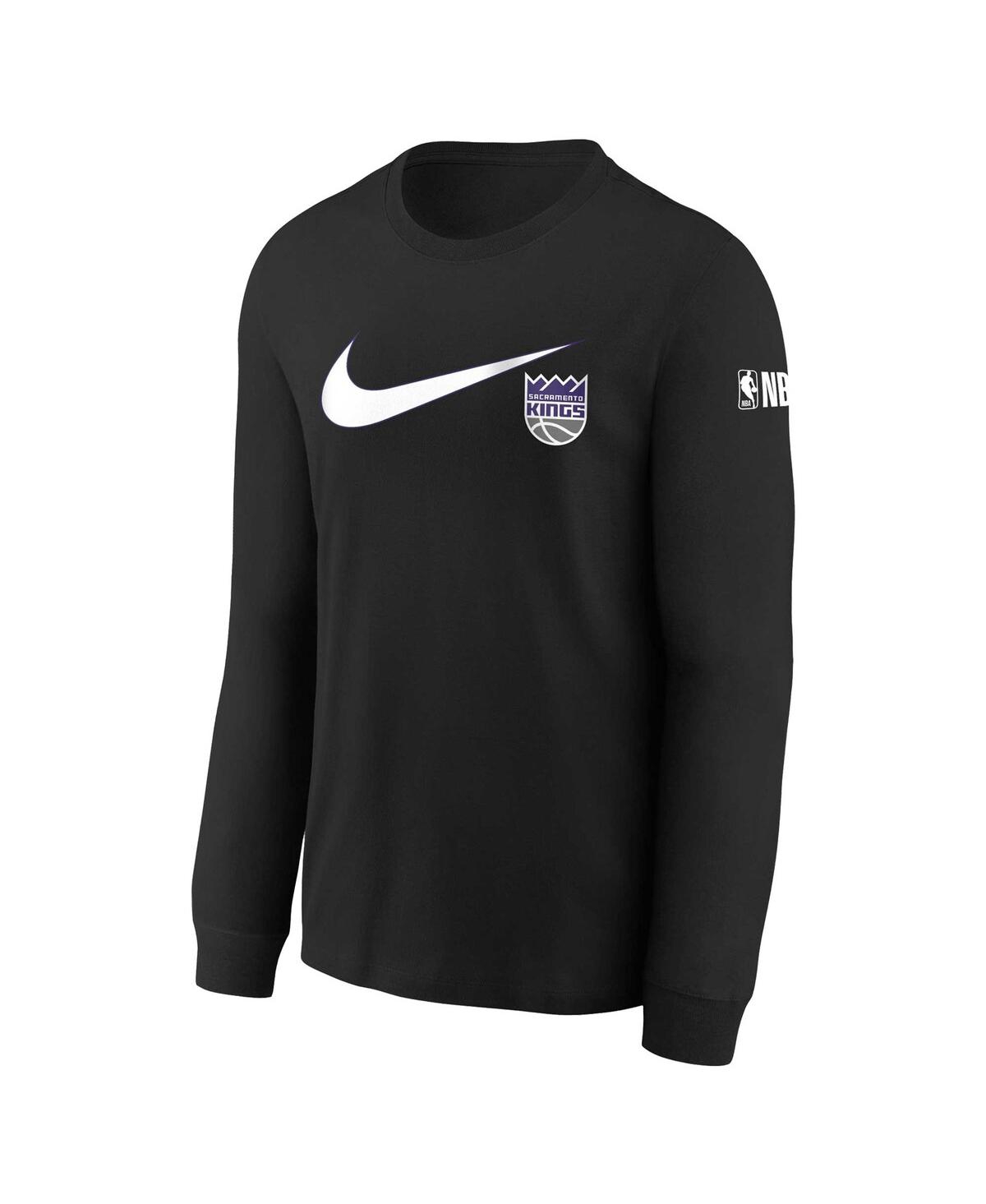 Nike Big Boys and GirlsSacramento Kings Swoosh Long Sleeve T-Shirt - Black