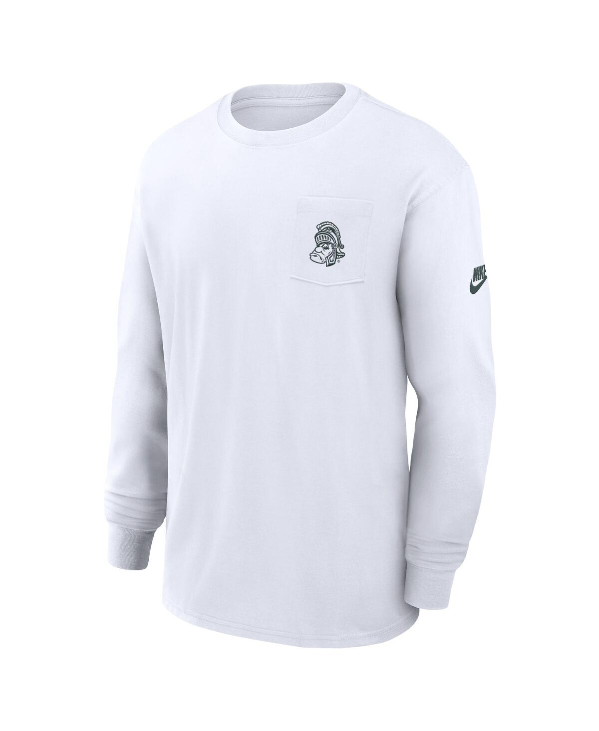 Nike Michigan State Spartans Legacy Max90 Pocket  Men's College Long-sleeve T-shirt In White