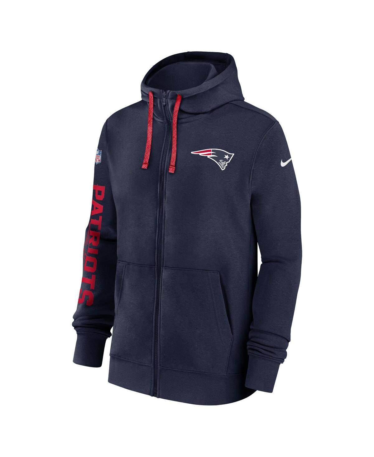 Nike Men'sNew England Patriots 2024 Sideline Club Full-Zip Hoodie - Navy