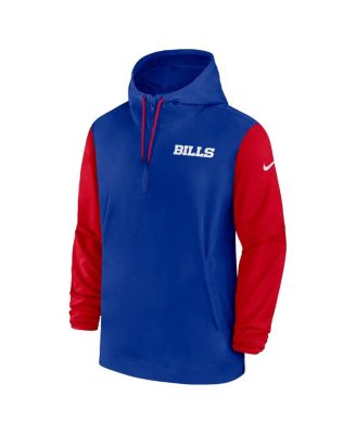 Men's Royal/Red Buffalo Bills 2024/25 Sideline Pre-Game Player 1/2-Zip Hoodie Jacket