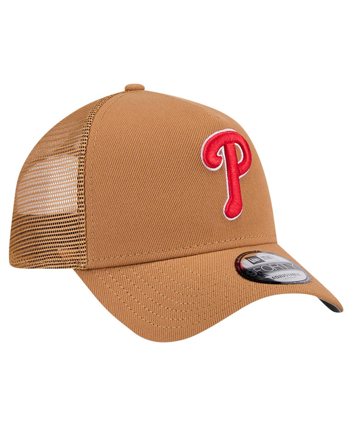 New Era Men'sPhiladelphia Phillies A-Frame Trucker 9FORTY Adjustable Hat - Brown