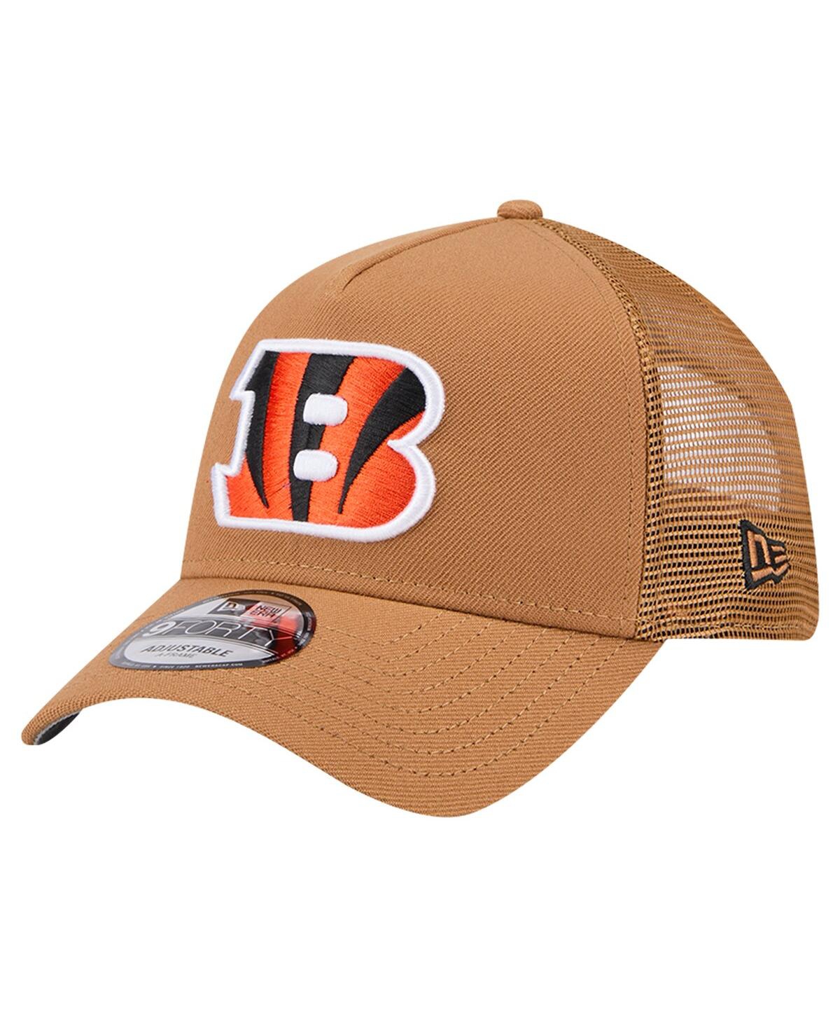 NEW ERA MEN'S BROWN CINCINNATI BENGALS COLOR PACK A-FRAME TRUCKER 9FORTY ADJUSTABLE HAT 