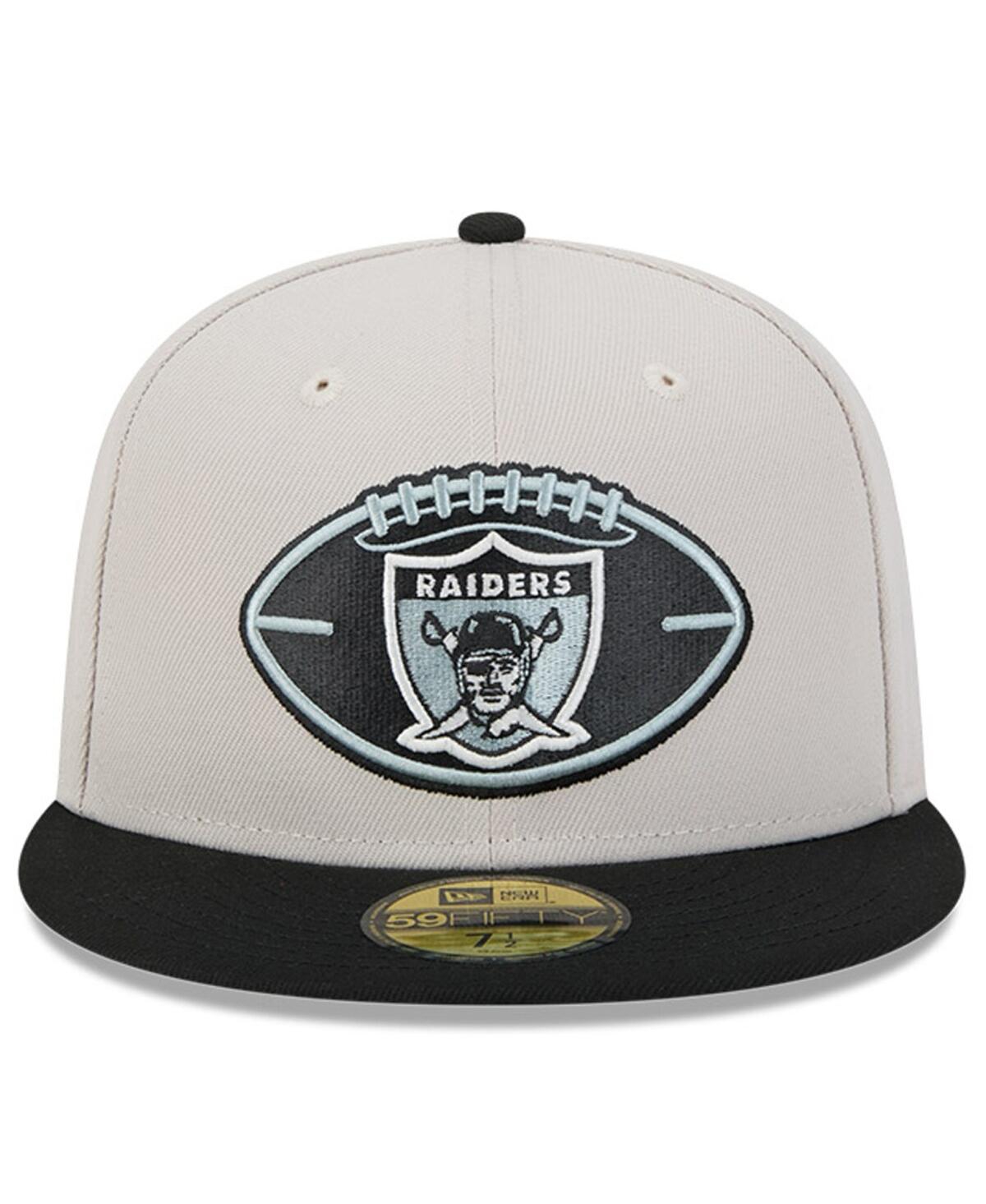 New Era Men'sBlack Las Vegas Raiders 2024 Sideline Historic 59FIFTY Fitted Hat - Stone, Black