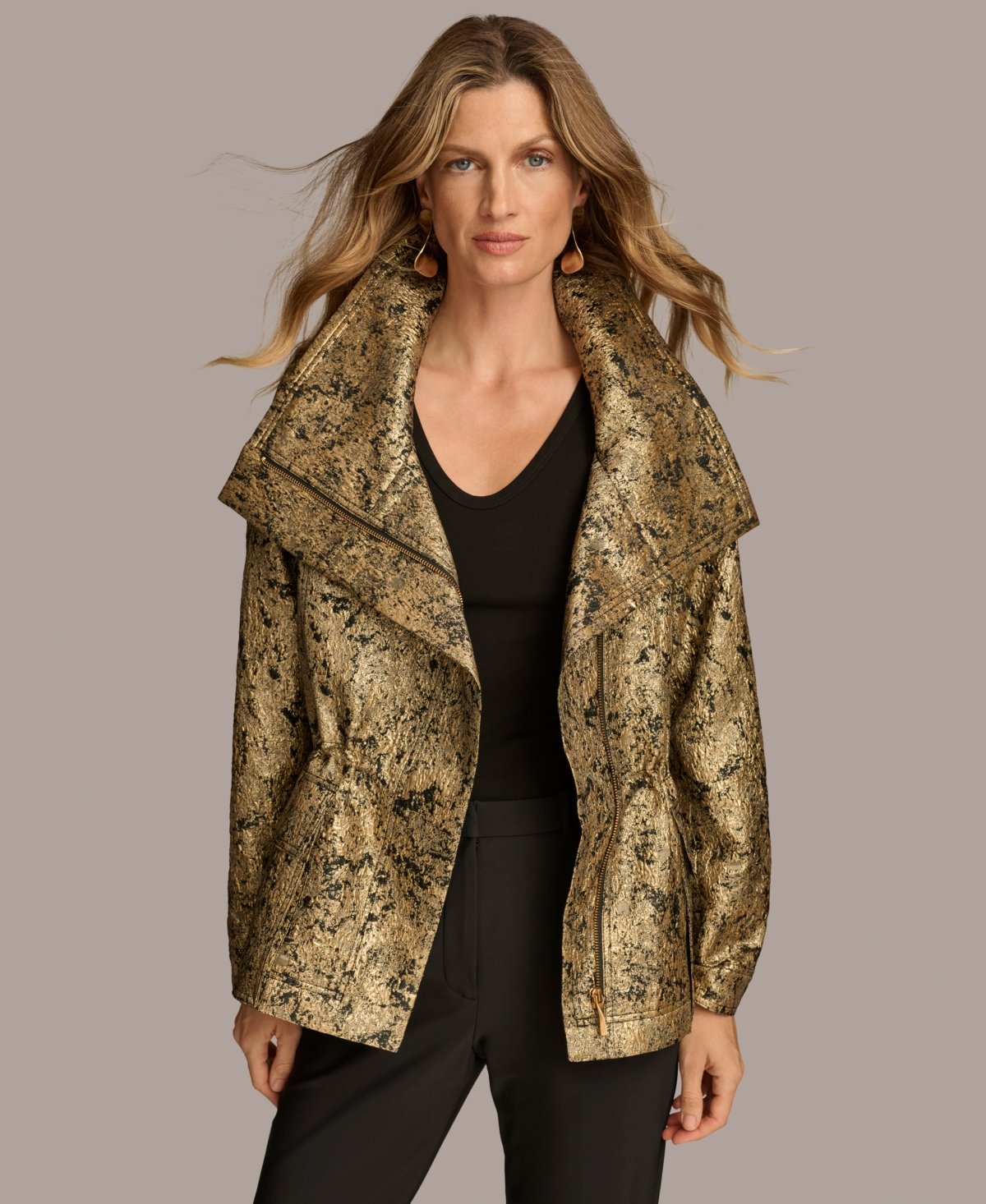 Donna Karan New York Women's Textured One-Button Jacket - Beech Multi |  Smart Closet