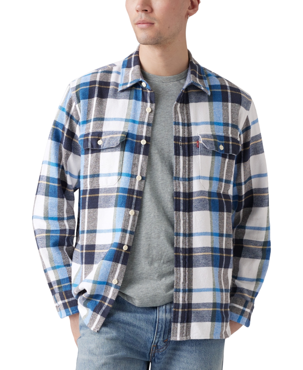 Men's Worker Relaxed-Fit Button-Down Shirt - Reese Plai