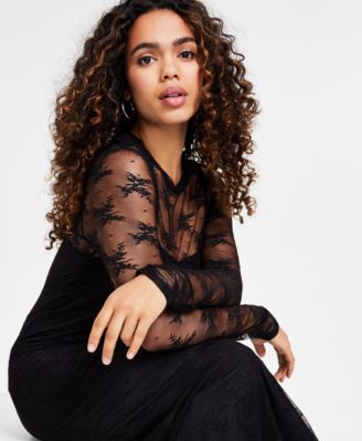 Bar III Petite Lace Long-Sleeve Bodycon Midi Dress, Created for Macy's -  Macy's