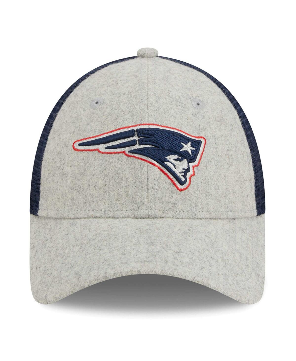 New Era Men'sNavy New England Patriots Pop Trucker 9FORTY Adjustable Hat - Heather Gray, Navy