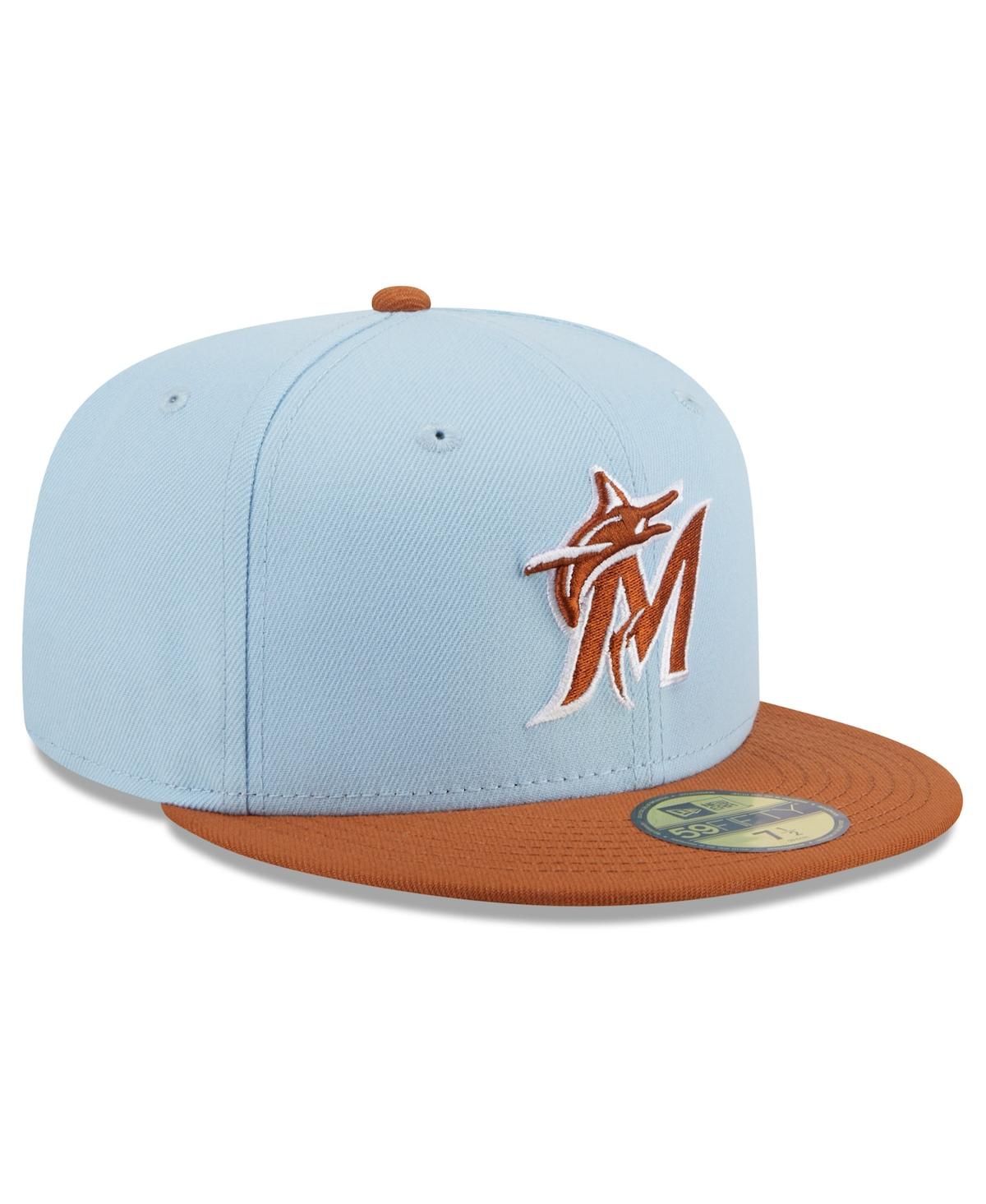 New Era Men's Light Blue/brown Miami Marlins Spring Color Basic Two-tone 59fifty Fitted Hat In Light Blue,brown