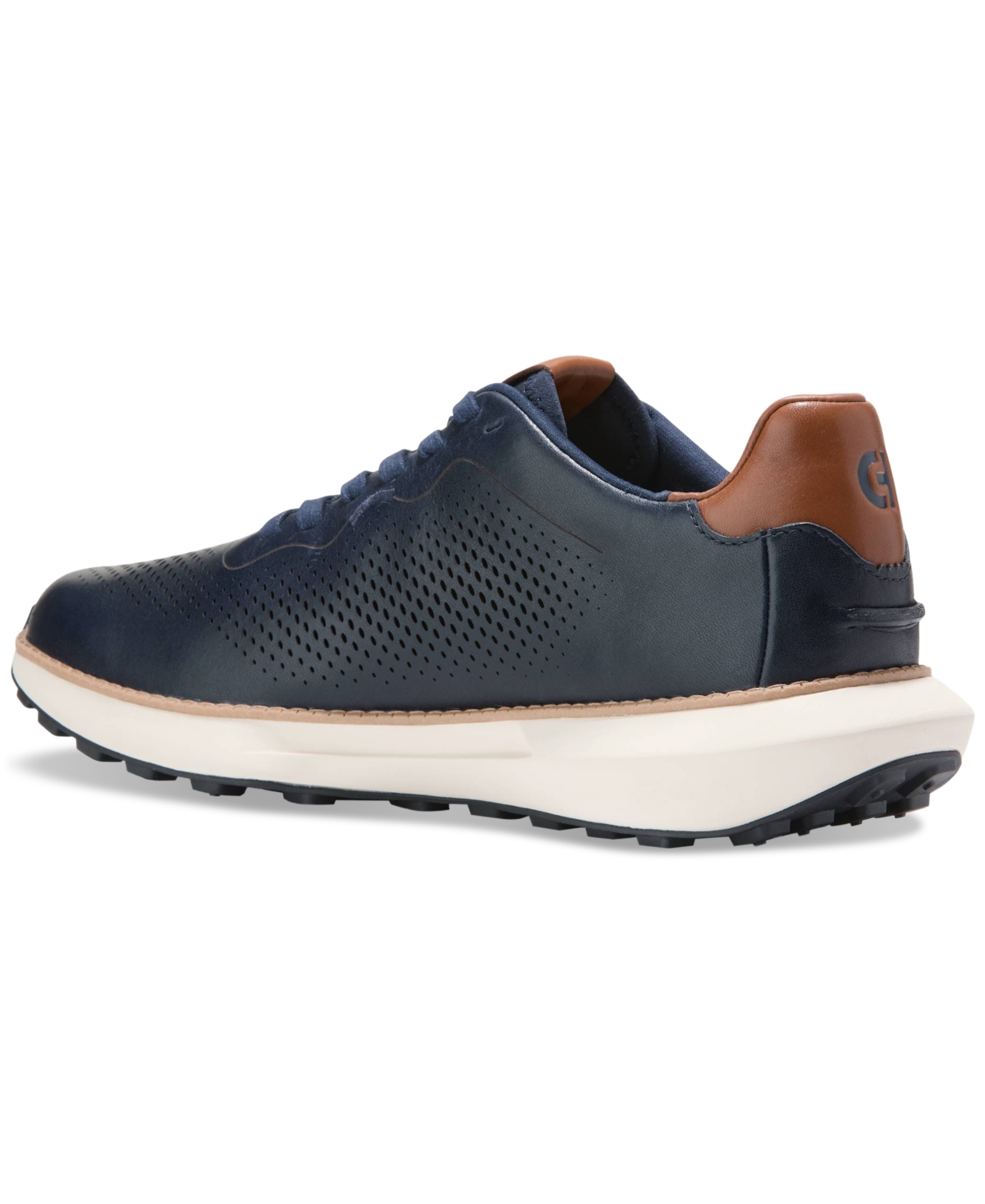 Cole Haan Men's GrandPr Ashland Laser-Perforated Sneaker - Navy Blazer-British Tan-Ivory