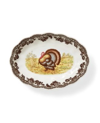 Woodland Turkey Oval Fluted Dish, Set of 2