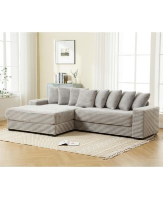 Oversized, Cozy L-Shaped Sofa with Armrests and Throw Pillows