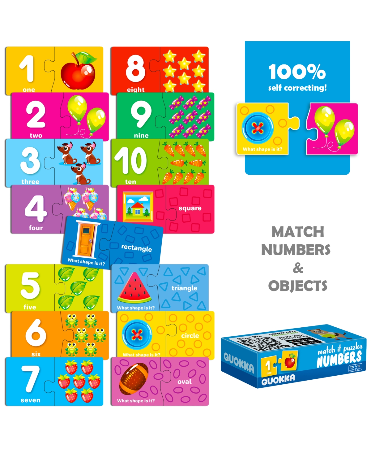 Quokka 5X Megaset Matching Puzzles for Toddlers 3-5 - Numbers, Animals, Opposites