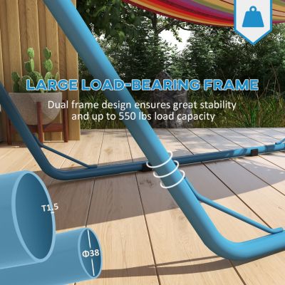 Adjustable Steel Hammock Stand for 9-14ft Hammocks in Blue