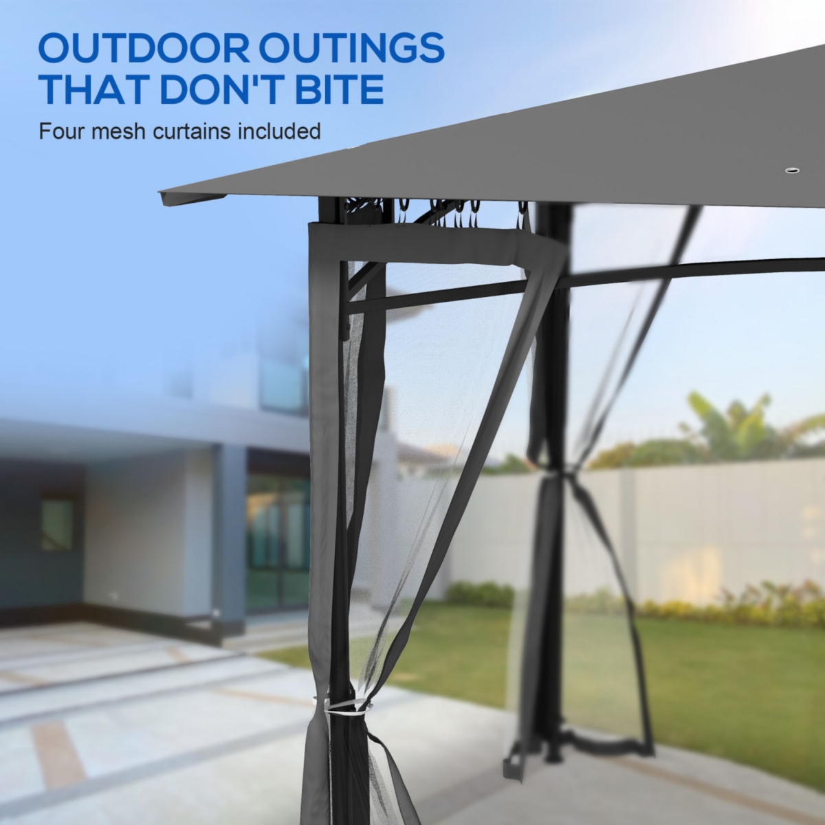 Streamdale Furniture 10' x 12' Patio Gazebo with Netting and Metal Frame