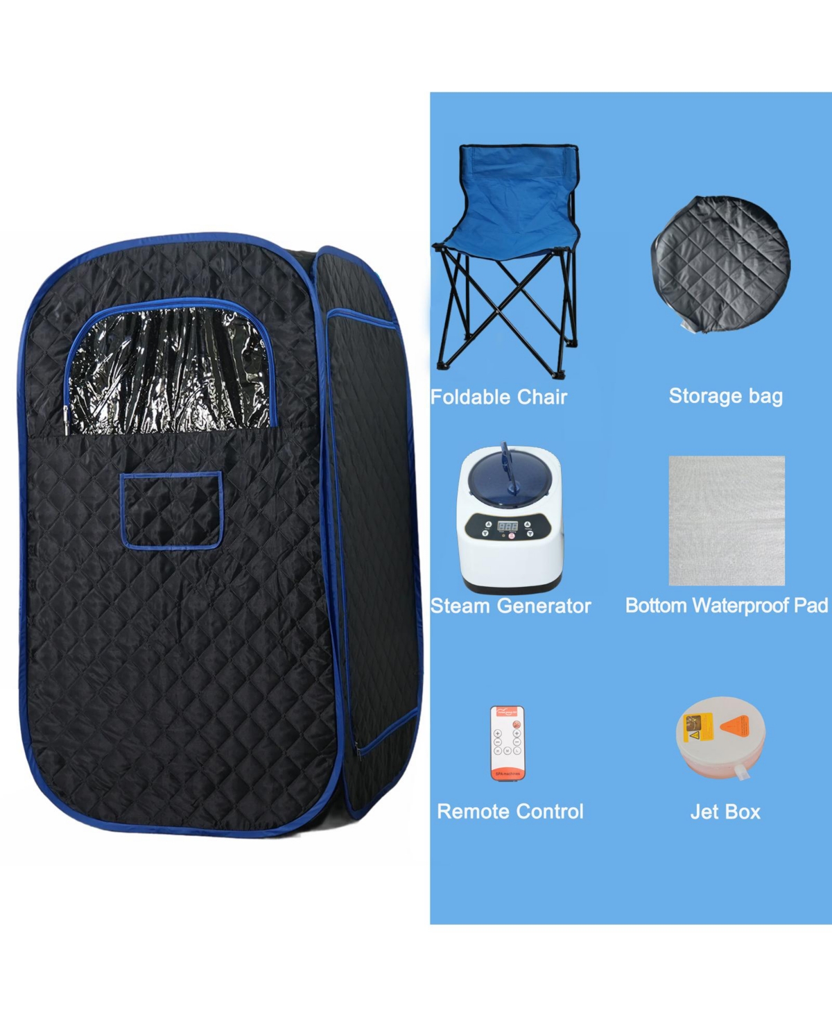 Portable Sauna Tent with Steamer, Remote, and Chair
