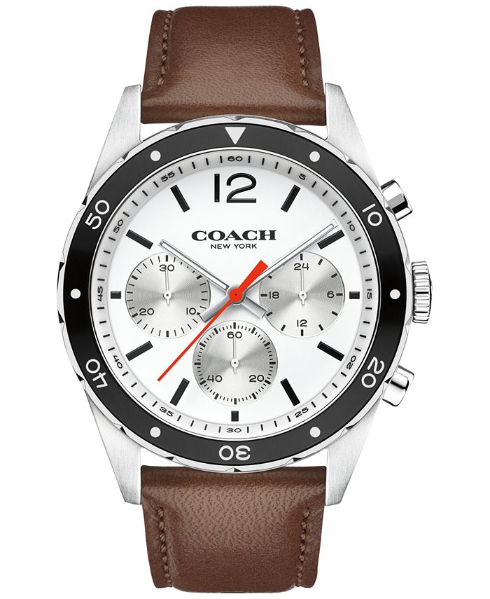 COACH MEN S CHRONOGRAPH SULLIVAN SPORT BROWN LEATHER STRAP WATCH
