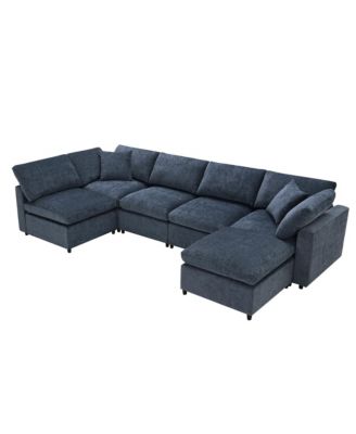 Modern Modular 6-Seat Cloud Sofa Bed with Ottoman