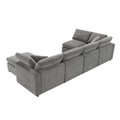 Modern Modular 6-Seat Cloud Sofa Bed with Ottoman