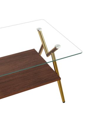 Streamdale Modern Glass Coffee Table with Golden Metal Legs