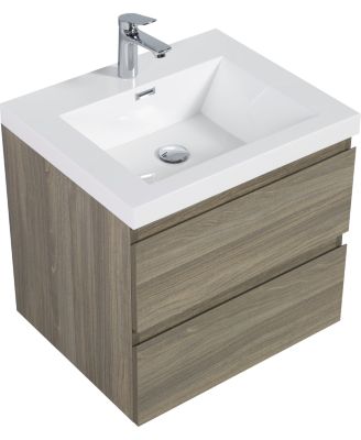 24" Floating Bathroom Vanity with Resin Sink and Soft-Close Drawers