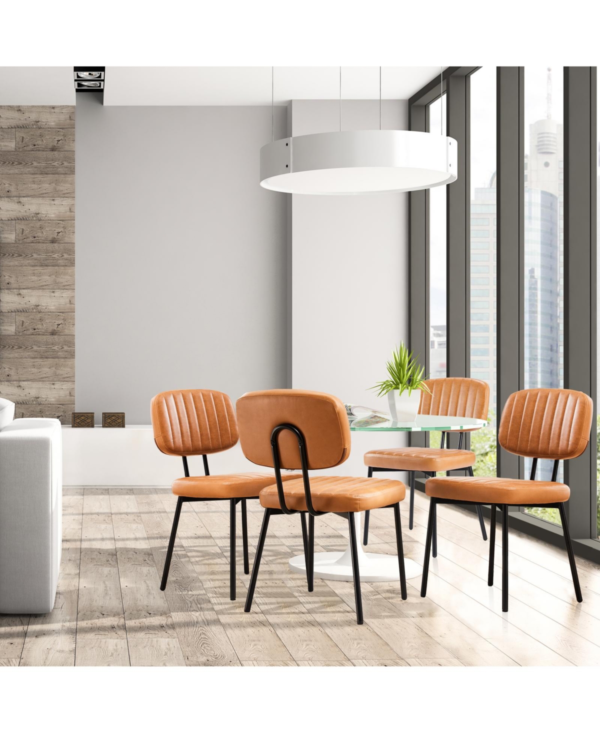 Streamdale Furniture Mid-Century Accent Dining Chairs (Set of 2) with Faux Leather Cushions