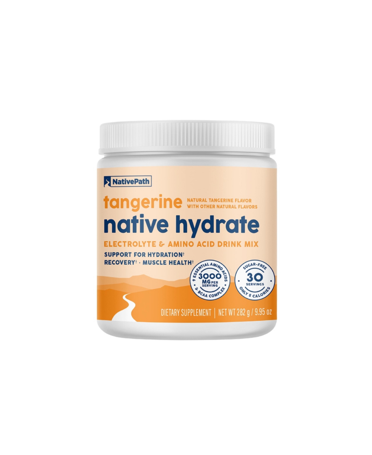 Native Hydrate, Zero Sugar, Electrolytes Powder with BCAAs, Tangerine Hydration, Keto & Paleo Friendly, 30 Servings - White