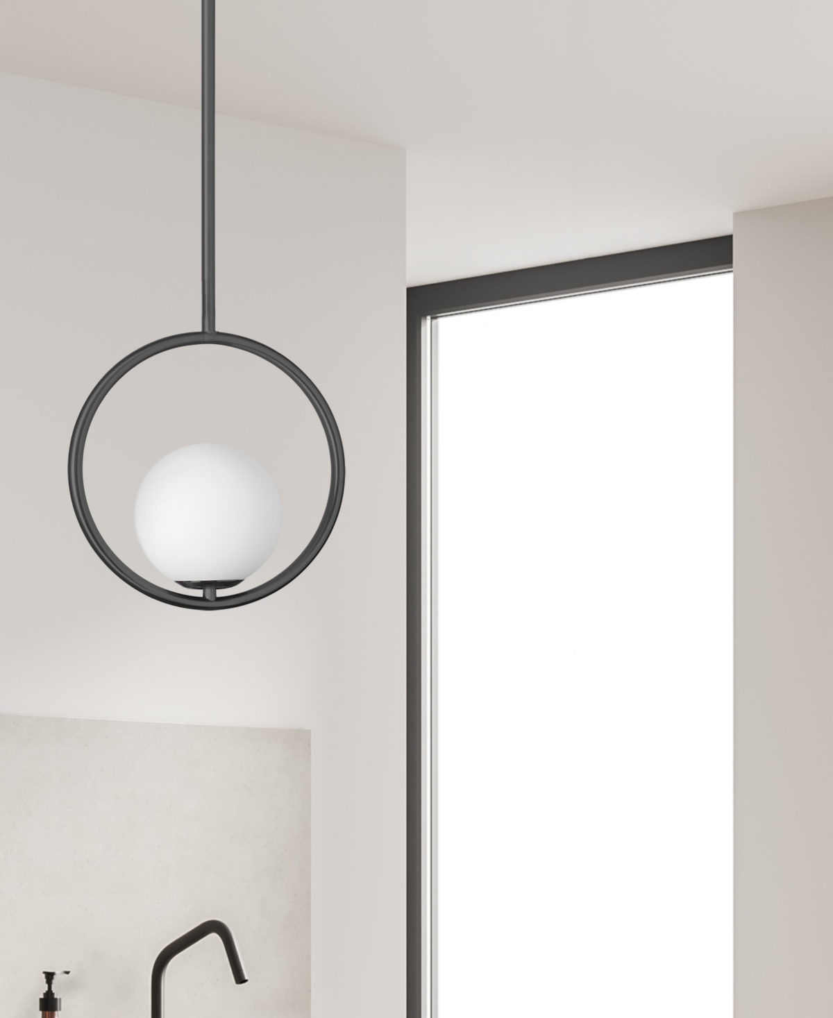 Dainolite Metal, Glass Adrienna 1 Light Pendant with Glass - Opal White