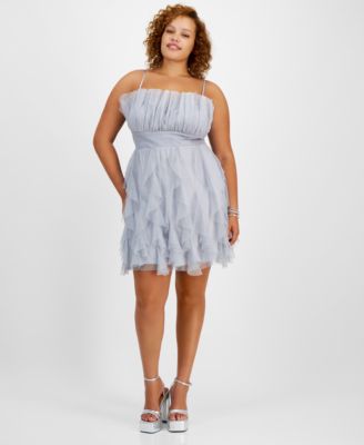 pear culture Trendy Plus Size Glittered Ruffled Mini Dress - Macy's