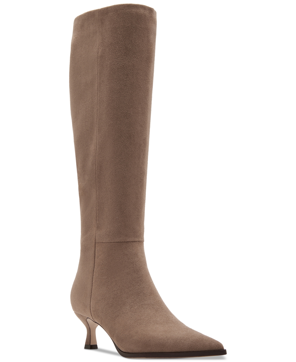Debut Knee-High Kitten-Heel Dress Boots - Light Taupe