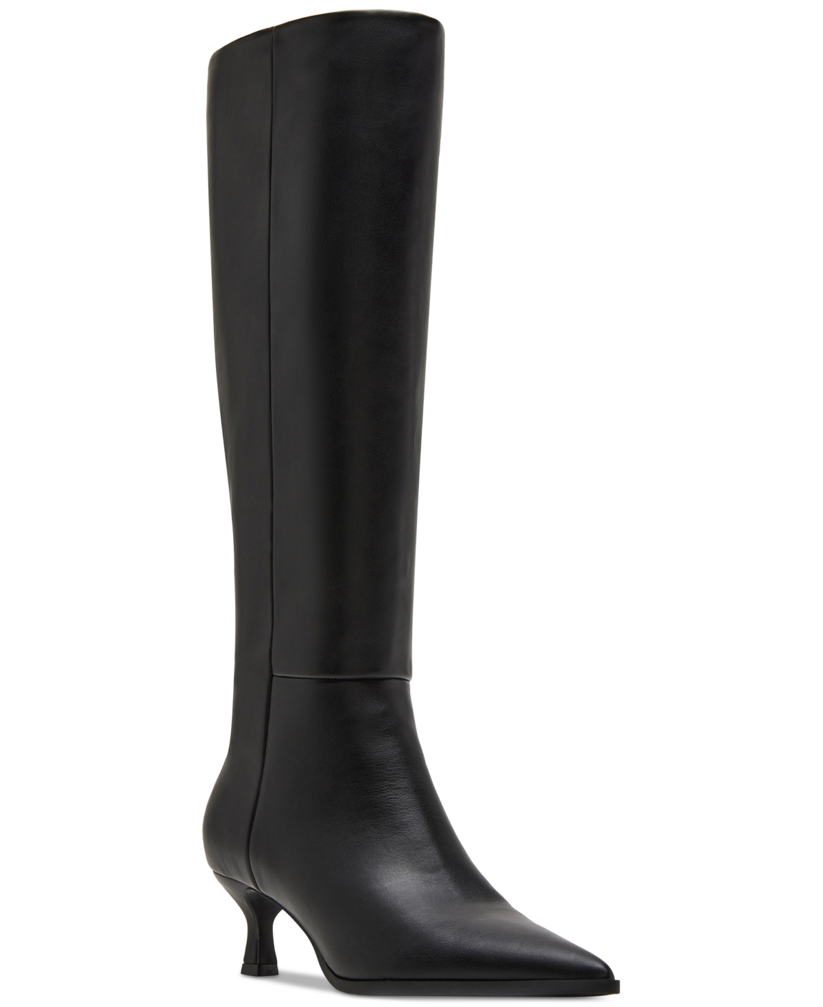 Madden Girl Debut Tall Kitten-heel Dress Boots In Black Smooth
