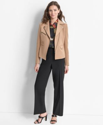 DKNY - Petite Studded Asymmetric Moto Jacket