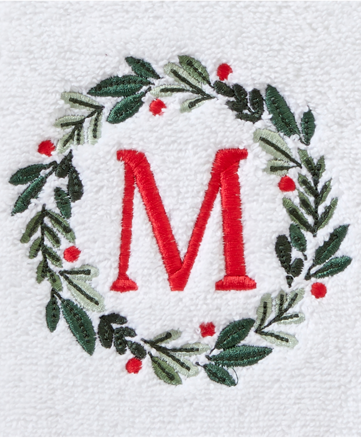 Skl Home Wreath Monogram Cotton Hand Towel, 16" X 26" In White