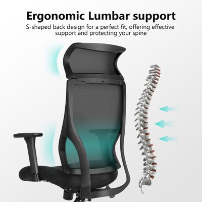 Mesh Office Chair Ergonomic Recliner Chair with 3D Adjustable Armrests & Lumbar Support