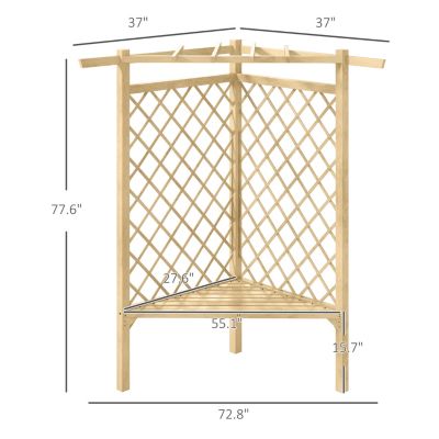 55" Wooden Garden Benches with Slatted Seat and Screening
