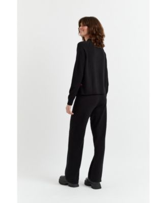 Women's Wool & Cashmere Wide Leg Track Pant