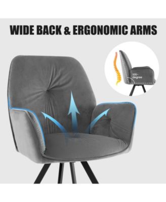 Set of 2 Swivel Accent Arm Chairs with Metal Legs and Wide Back